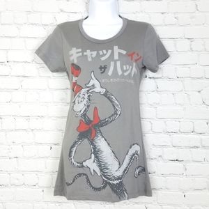 Vintage Dr Seuss "The Cat in the Hat" Japanese T-Shirt Grey sz M